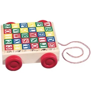 Melissa & Doug Classic ABC Wooden Block Cart Educational Toy With 30 Solid Wood Blocks