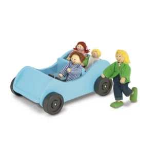 Melissa & Doug Road Trip Wooden Toy Car and 4 Poseable Dolls (4-5 inches each)