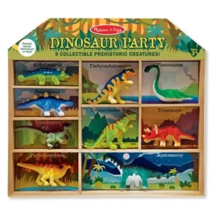 Melissa & Doug Dinosaur Party Play Set, 9 Collectible Miniature Dinosaurs in a Case