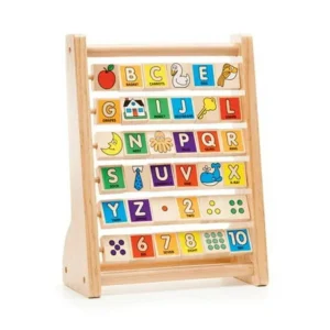 Melissa & Doug ABC-123 Abacus, Classic Wooden Educational Toy with 36 Letter and Number Tiles