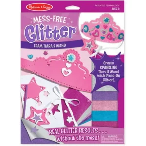 Melissa & Doug Mess-Free Glitter Foam Tiara and Wand Craft Kit With Sparkling Stickers
