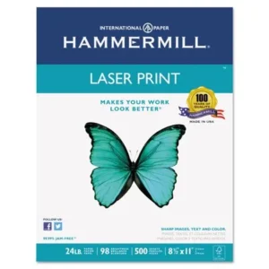 Hammermill Laser Print Office Paper, 98 Brightness, 24lb, 8-1/2 x 11, White, 500 Sheets/Rm