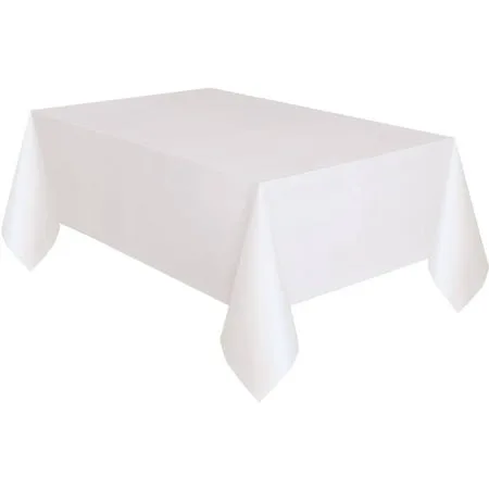 White Plastic Party Tablecloth, 108 x 54in