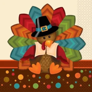 Cute Turkey Thanksgiving Party Napkins, 16pk