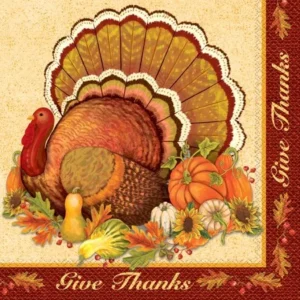 Give Thanks Thanksgiving Dinner Paper Napkins, 16 Count