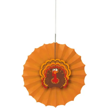 12" Cartoon Turkey Thanksgiving Tissue Paper Decorative Fan