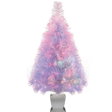 "Holiday Time Artificial Christmas Trees Pre-Lit 32"" Fiber Optic Artificial Tree, White, Color Change Lighting"