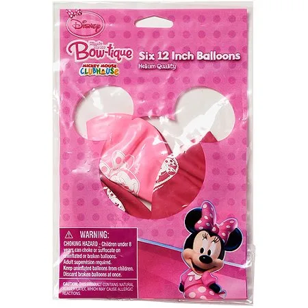 Minnie Mouse Bow-Tique 12 in. Balloons, 6 count, Party Supplies