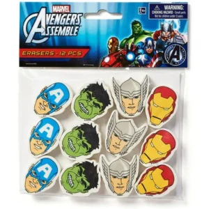 Marvel Avengers Party Accessories, Erasers, 12 Count, Party Supplies