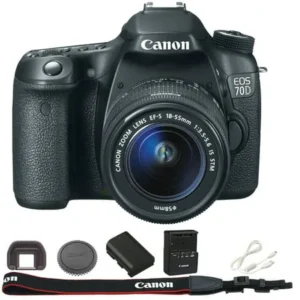 Canon Black EOS 70D 20.2 MP Digital SLR Camera Kit, Includes 18-55mm Lens