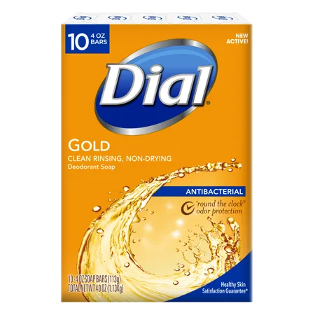Dial Antibacterial Deodorant Bar Soap, Gold, 4 Ounce, 10 Bars