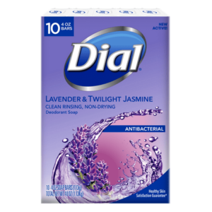 Dial Antibacterial Deodorant Bar Soap, Lavender & Twilight Jasmine, 4 Ounce, 10 Bars