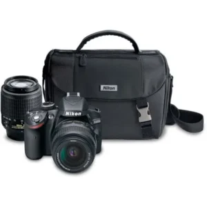 Nikon Black D3200 Digital SLR Camera with 24.2 Megapixels, Includes 18-55mm and 55-200mm Lenses, PLUS Carrying Case