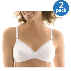 Womens Lightly Lined Wire-Free Bra, Style H449, 2-Pack