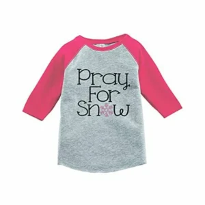 7 ate 9 Apparel Girls Pray for Snow Winter Pink Raglan Tee - 4T