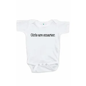 7 ate 9 Apparel Funny Kids Girls are Smarter Onepiece 6-12 Months White