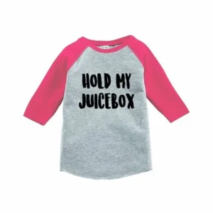 7 ate 9 Apparel Funny Kids Hold My Juicebox Baseball Tee Pink - 2T