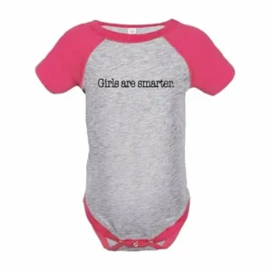 7 ate 9 Apparel Funny Kids Girls Are Smarter Baseball Onepiece Pink - 12 Months