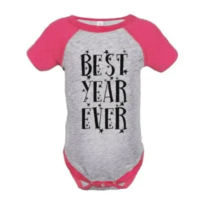 7 ate 9 Apparel Kids Best Year Ever Pink Raglan Onepiece - 18 Months