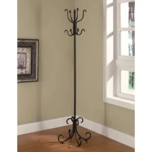 Coaster Company Classic 4-Hook Metal Coat Rack, Black