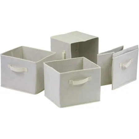 Set of 4 Foldable Fabric Canvas Baskets