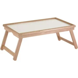 Basic Lap Table/Bed Tray, White Melamine and Beechwood