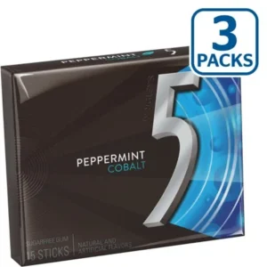 5 Gum Peppermint Cobalt Sugarfree Gum, multipack (3 packs total)