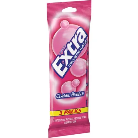 Extra, Classic Bubble Sugar Free Gum, 3 Ct