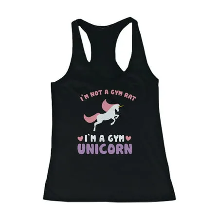 Not a Gym Rat I'm a Gym Unicorn Funny Women's Workout Tanktop Fitness Tanks