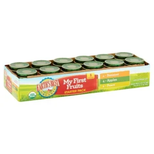 Earth's Best Organic My First Fruits Starter Pack Baby Food 4 Months+, 12 count, 2.5 oz