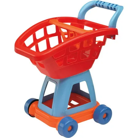 American Plastic Toys Kid's Grocery Shopping Cart, Red/Blue