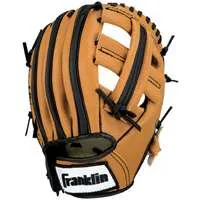 "Franklin Sports 9-1/2"" Black and Tan PVC Right-Handed Thrower Baseball Glove with Ball"