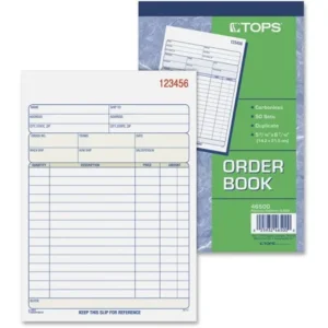 TOPS, TOP46500, 2-part Carbonless Sales Order Book, 1 Each, White,Canary