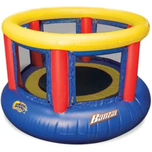 Banzai 8-Foot Mega Bounce Trampoline, Blue/Red/Yellow