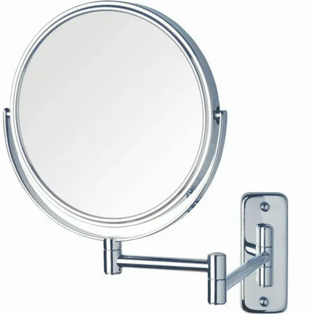 "Jerdon 8"" 2-Sided Swivel Wall Mount Mirror with 5x Magnification, 13.5"" Extension, Chrome"