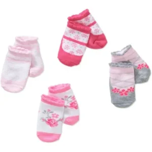 Newborn Baby Girl Socks Set - 4 Pack