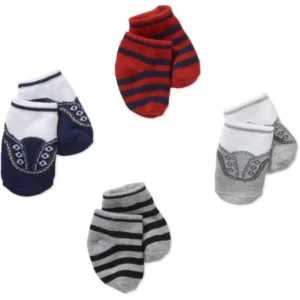 Newborn Baby Girl Stripes & Sneakers Socks Set - 4 Pack