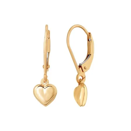 Brilliance Fine Jewelry Hollow Heart on Leverback 10K Yellow Gold Earrings