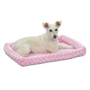 QuietTime Midwest Padded Bolster Dog Bed, Pink, 30"L x 21"W x 2.50"H