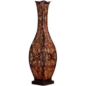 Elements Embossed Metal Lacquer Scroll Vase