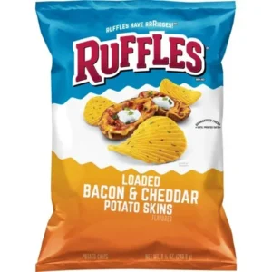 Ruffles Loaded Bacon & Cheddar Potato Skins Potato Chips, 8.5 oz Bag