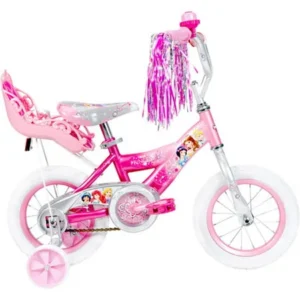 Disney Princess 12" Girls' Pink Bike with Doll Carrier, by Huffy