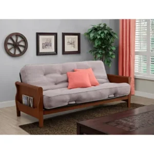 Better Homes & Gardens Wood Arm Futon With 8" Coil Mattress, Multiple Colors