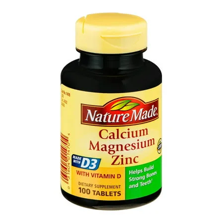 Nature Made Calcium Magnesium & Zinc Tablets With Vitamin D, 100ct