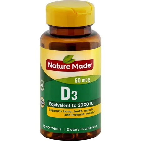 NATURE MADE Vitamin D3, 50 mcg, Softgels, 90.0 CT