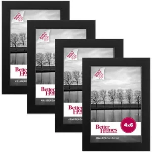 Better Homes & Gardens Gallery 4" x 6" Picture Frame, Black, Set of 4