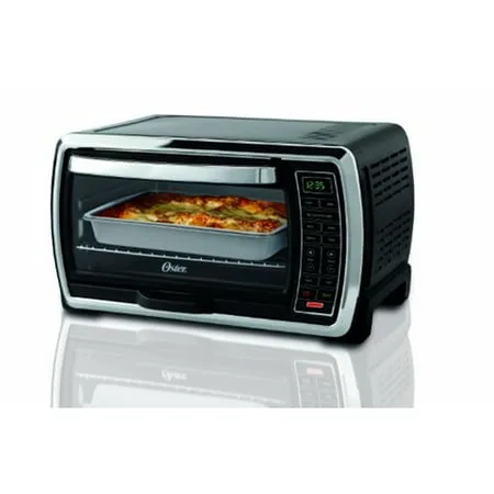 Oster Large Capacity Countertop 6-Slice Digital Convection Black & Polished Stainless Steel Toaster Oven
