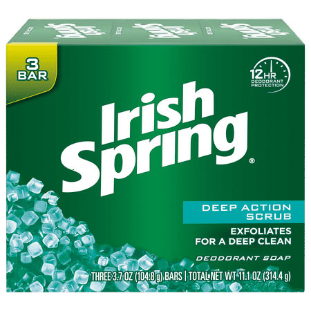Irish Spring Deep Action Scrub Deodorant Soap, 3 Ct