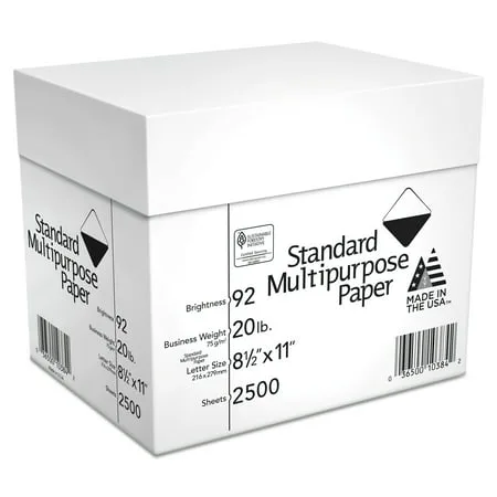 Georgia Pacific Standard Multipurpose Paper, 8 1/2 x 11, 92 Bright, White, 2500 Sheets/Carton
