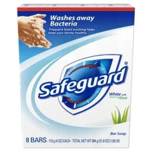 Safeguard Deodorant Bar Soap, White with Aloe 4 oz, 8 count